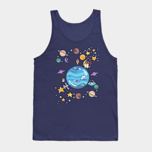 Space and planet pattern art design Tank Top